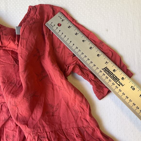 Old Navy Youth GirlDress XL (14) Red Animal Print Fit & Flare Birds Short Sleeve - Picture 8 of 10